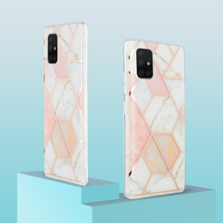 For Samsung Galaxy A71 5G 3D Electroplating Marble Pattern TPU Protective Case(Pink White) by buy2fix