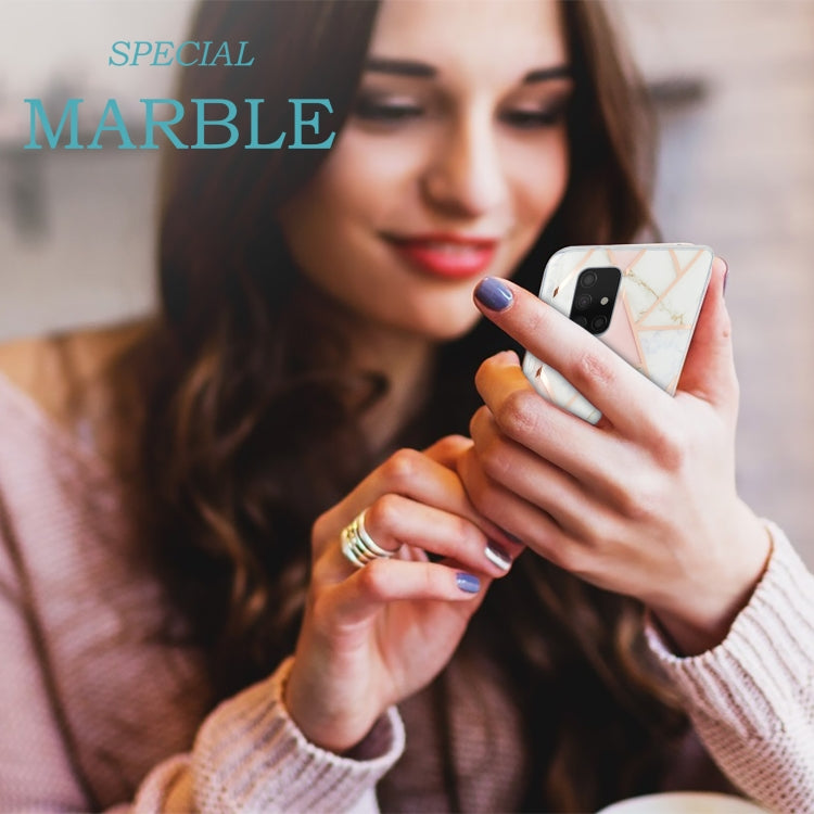 For Samsung Galaxy A71 5G 3D Electroplating Marble Pattern TPU Protective Case(Pink White) by buy2fix