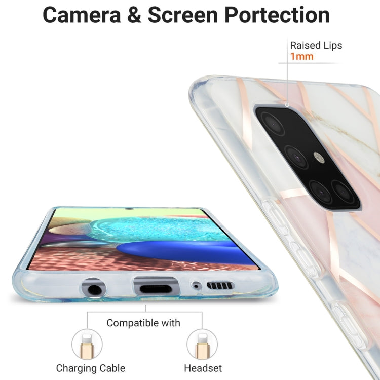 For Samsung Galaxy A71 5G 3D Electroplating Marble Pattern TPU Protective Case(Pink White) by buy2fix