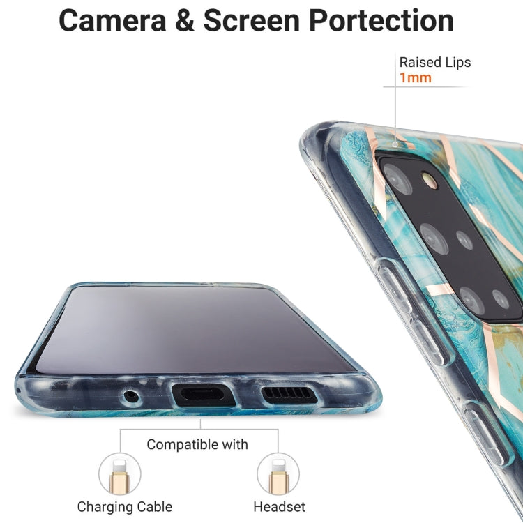 For Samsung Galaxy S20 Plus 3D Electroplating Marble Pattern TPU Protective Case(Blue) by buy2fix