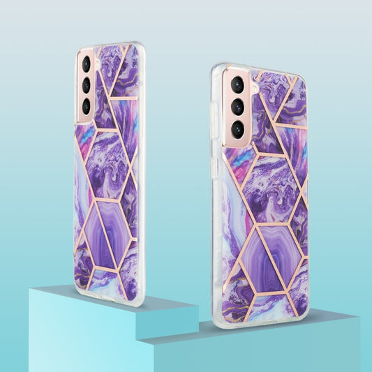 For Samsung Galaxy S21 5G 3D Electroplating Marble Pattern TPU Protective Case(Dark Purple) - Galaxy S21 5G Cases by buy2fix | Online Shopping UK | buy2fix