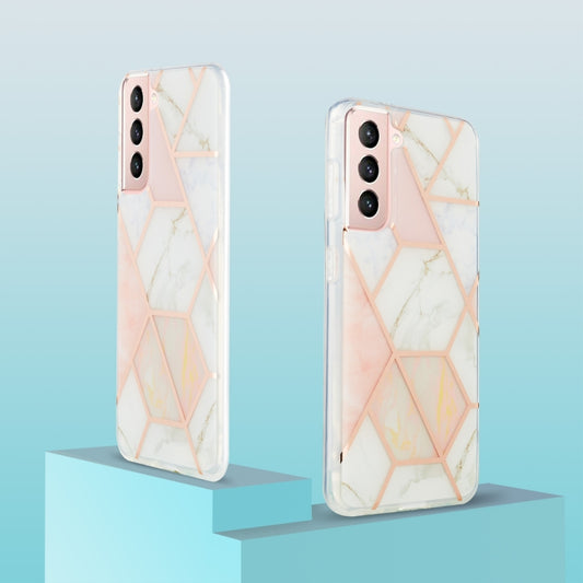 For Samsung Galaxy S21 5G 3D Electroplating Marble Pattern TPU Protective Case(Pink White) - Galaxy S21 5G Cases by buy2fix | Online Shopping UK | buy2fix