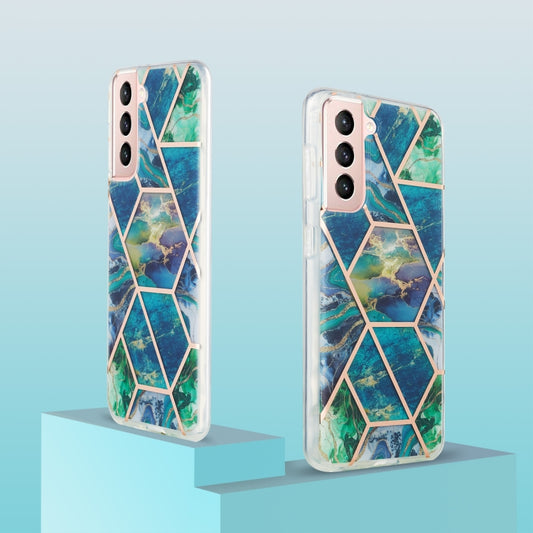 For Samsung Galaxy S21 5G 3D Electroplating Marble Pattern TPU Protective Case(Blue Green) - Galaxy S21 5G Cases by buy2fix | Online Shopping UK | buy2fix