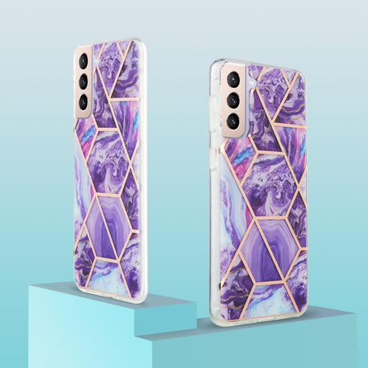 For Samsung Galaxy S21 Plus 5G 3D Electroplating Marble Pattern TPU Protective Case(Dark Purple) - Galaxy S21+ 5G Cases by buy2fix | Online Shopping UK | buy2fix