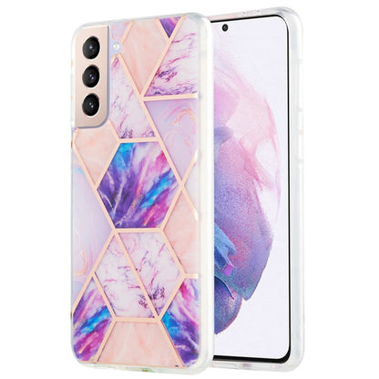 For Samsung Galaxy S21 Plus 5G 3D Electroplating Marble Pattern TPU Protective Case(Light Purple) - Galaxy S21+ 5G Cases by buy2fix | Online Shopping UK | buy2fix