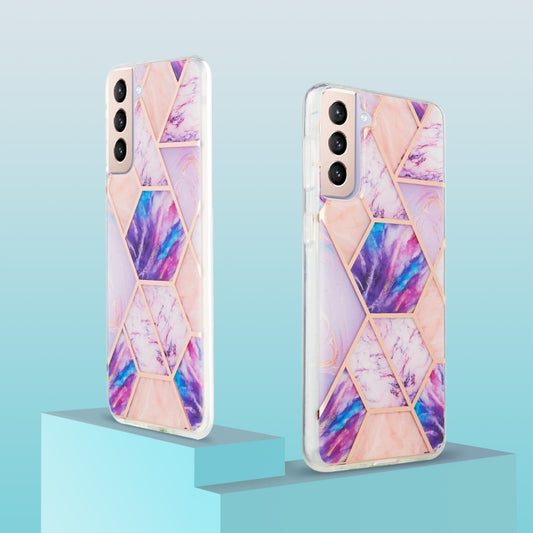 For Samsung Galaxy S21 Plus 5G 3D Electroplating Marble Pattern TPU Protective Case(Light Purple) - Galaxy S21+ 5G Cases by buy2fix | Online Shopping UK | buy2fix