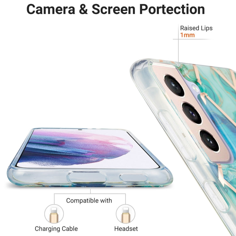 For Samsung Galaxy S21 Plus 5G 3D Electroplating Marble Pattern TPU Protective Case(Green) - Galaxy S21+ 5G Cases by buy2fix | Online Shopping UK | buy2fix