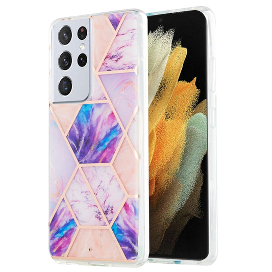 For Samsung Galaxy S21 Ultra 5G 3D Electroplating Marble Pattern TPU Protective Case(Light Purple) - Galaxy S21 Ultra 5G Cases by buy2fix | Online Shopping UK | buy2fix
