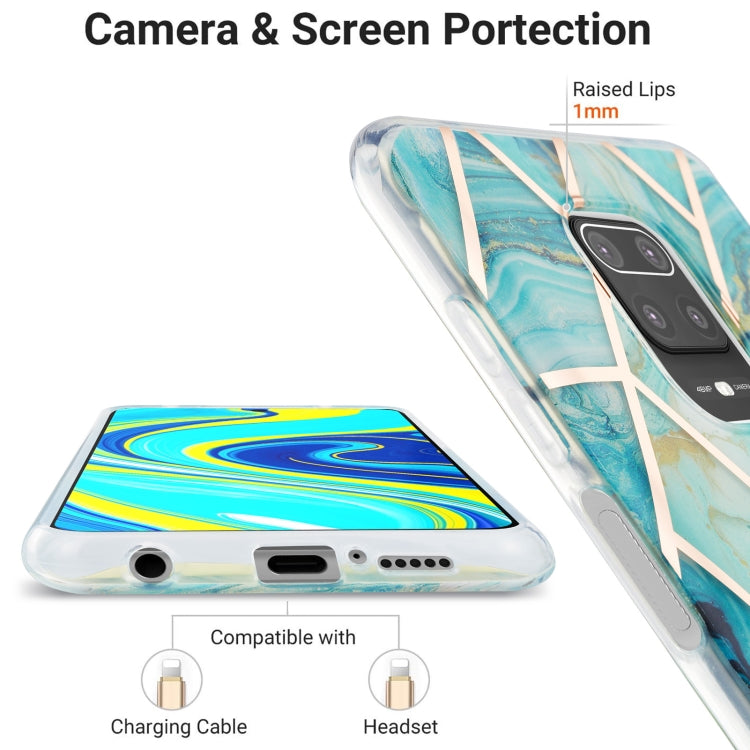 For Xiaomi Redmi Note 9S / 9 Pro / 9 Pro Max 3D Electroplating Marble Pattern TPU Protective Case(Blue) - Xiaomi Cases by buy2fix | Online Shopping UK | buy2fix
