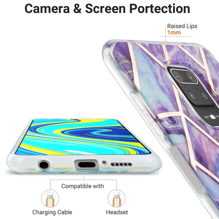For Xiaomi Redmi Note 9S / 9 Pro / 9 Pro Max 3D Electroplating Marble Pattern TPU Protective Case(Dark Purple) - Xiaomi Cases by buy2fix | Online Shopping UK | buy2fix