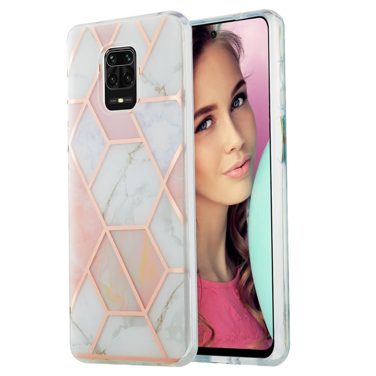 For Xiaomi Redmi Note 9S / 9 Pro / 9 Pro Max 3D Electroplating Marble Pattern TPU Protective Case(Pink White) by buy2fix