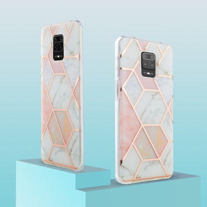 For Xiaomi Redmi Note 9S / 9 Pro / 9 Pro Max 3D Electroplating Marble Pattern TPU Protective Case(Pink White) by buy2fix