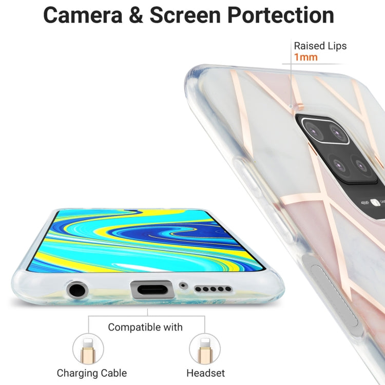 For Xiaomi Redmi Note 9S / 9 Pro / 9 Pro Max 3D Electroplating Marble Pattern TPU Protective Case(Pink White) by buy2fix