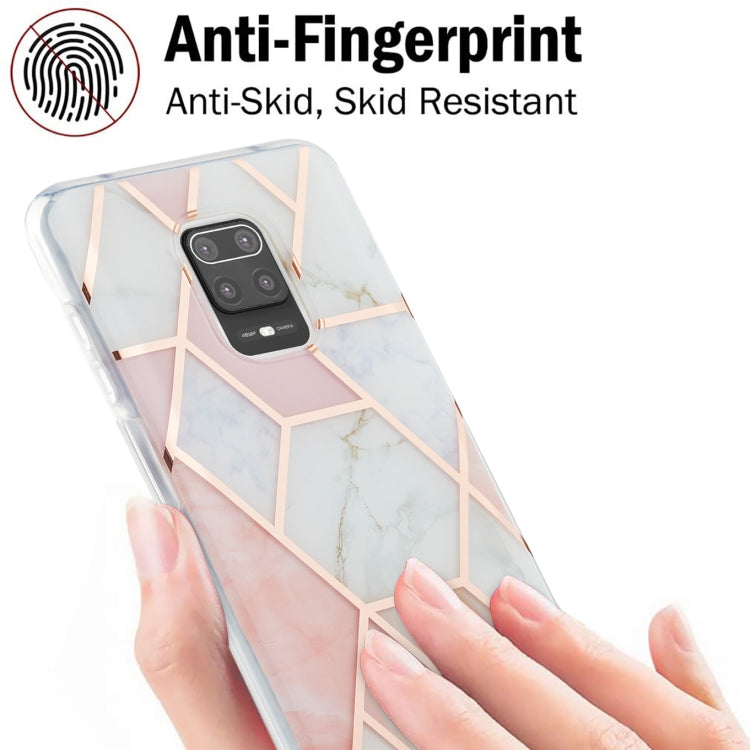 For Xiaomi Redmi Note 9S / 9 Pro / 9 Pro Max 3D Electroplating Marble Pattern TPU Protective Case(Pink White) by buy2fix