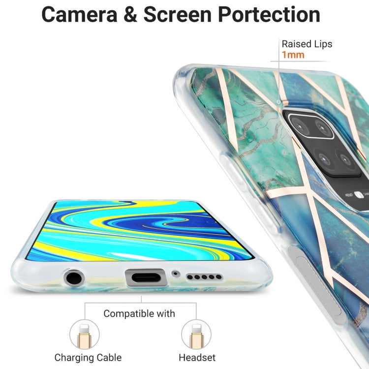For Xiaomi Redmi Note 9S / 9 Pro / 9 Pro Max 3D Electroplating Marble Pattern TPU Protective Case(Blue Green) - Xiaomi Cases by buy2fix | Online Shopping UK | buy2fix