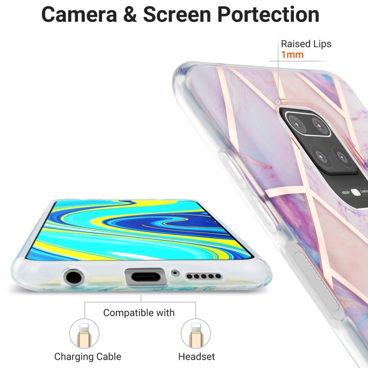 For Xiaomi Redmi Note 9S / 9 Pro / 9 Pro Max 3D Electroplating Marble Pattern TPU Protective Case(Light Purple) - Xiaomi Cases by buy2fix | Online Shopping UK | buy2fix
