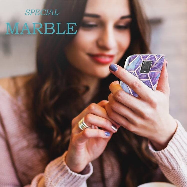 For Xiaomi Redmi Note 9S / 9 Pro / 9 Pro Max 3D Electroplating Marble Pattern TPU Protective Case(Light Purple) - Xiaomi Cases by buy2fix | Online Shopping UK | buy2fix