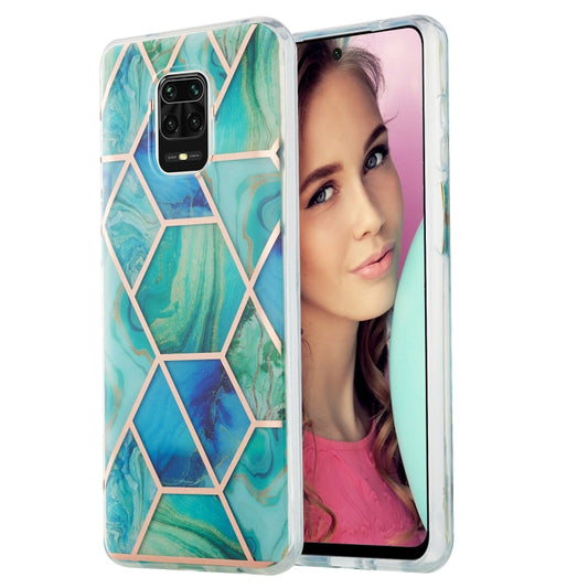 For Xiaomi Redmi Note 9S / 9 Pro / 9 Pro Max 3D Electroplating Marble Pattern TPU Protective Case(Green) - Xiaomi Cases by buy2fix | Online Shopping UK | buy2fix