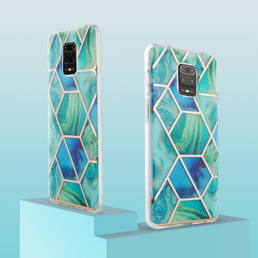 For Xiaomi Redmi Note 9S / 9 Pro / 9 Pro Max 3D Electroplating Marble Pattern TPU Protective Case(Green) - Xiaomi Cases by buy2fix | Online Shopping UK | buy2fix