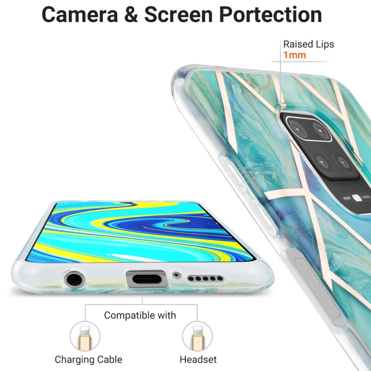For Xiaomi Redmi Note 9S / 9 Pro / 9 Pro Max 3D Electroplating Marble Pattern TPU Protective Case(Green) - Xiaomi Cases by buy2fix | Online Shopping UK | buy2fix