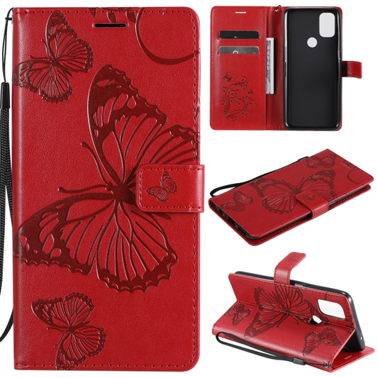 For OnePlus Nord N10 5G 3D Butterflies Embossing Pattern Horizontal Flip Leather Case with Holder & Card Slot & Wallet(Red) - OnePlus Cases by buy2fix | Online Shopping UK | buy2fix