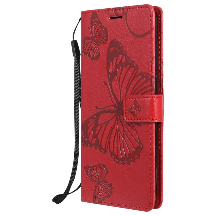 For OnePlus Nord N10 5G 3D Butterflies Embossing Pattern Horizontal Flip Leather Case with Holder & Card Slot & Wallet(Red) - OnePlus Cases by buy2fix | Online Shopping UK | buy2fix