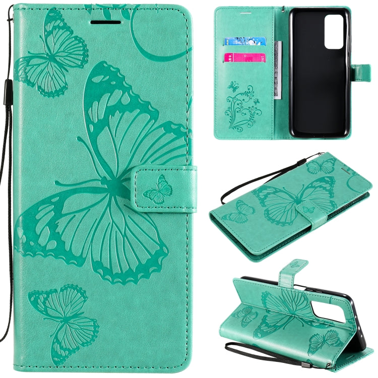 For Xiaomi Mi 10T / Mi 10T Pro 3D Butterflies Embossing Pattern Horizontal Flip Leather Case with Holder & Card Slot & Wallet(Green) - Xiaomi Cases by buy2fix | Online Shopping UK | buy2fix