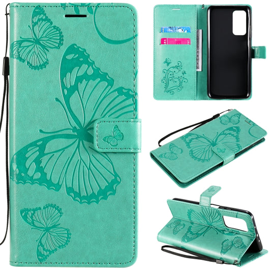 For Xiaomi Mi 10T / Mi 10T Pro 3D Butterflies Embossing Pattern Horizontal Flip Leather Case with Holder & Card Slot & Wallet(Green) - Xiaomi Cases by buy2fix | Online Shopping UK | buy2fix