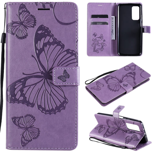 For Xiaomi Mi 10T / Mi 10T Pro 3D Butterflies Embossing Pattern Horizontal Flip Leather Case with Holder & Card Slot & Wallet(Purple) - Xiaomi Cases by buy2fix | Online Shopping UK | buy2fix