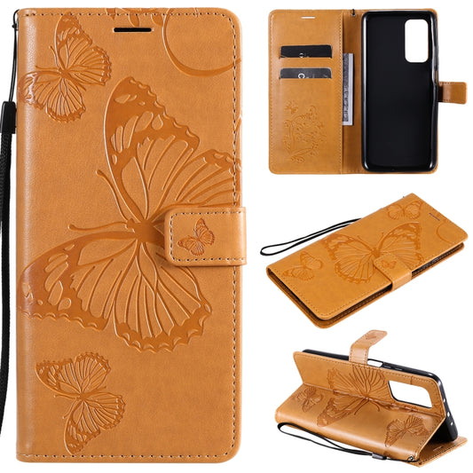 For Xiaomi Mi 10T / Mi 10T Pro 3D Butterflies Embossing Pattern Horizontal Flip Leather Case with Holder & Card Slot & Wallet(Yellow) - Xiaomi Cases by buy2fix | Online Shopping UK | buy2fix