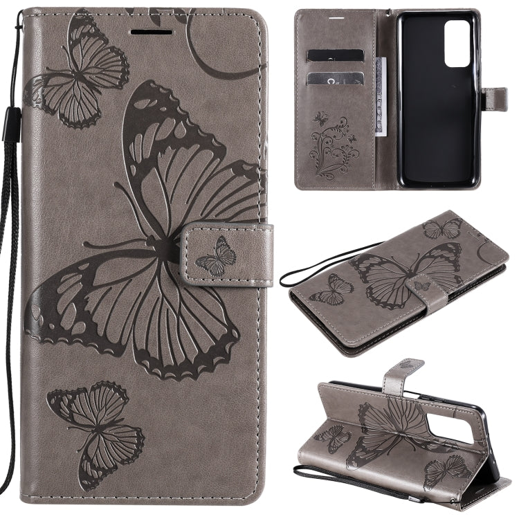 For Xiaomi Mi 10T / Mi 10T Pro 3D Butterflies Embossing Pattern Horizontal Flip Leather Case with Holder & Card Slot & Wallet(Grey) - Xiaomi Cases by buy2fix | Online Shopping UK | buy2fix