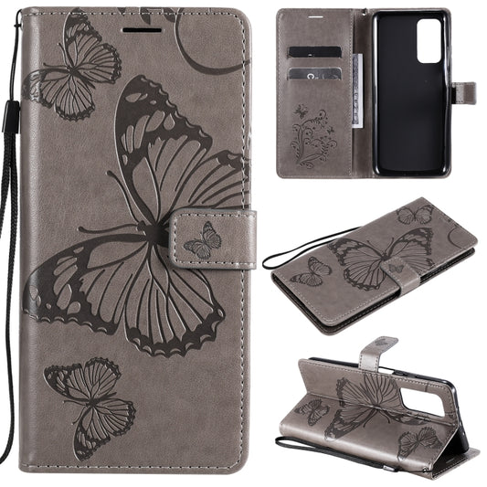 For Xiaomi Mi 10T / Mi 10T Pro 3D Butterflies Embossing Pattern Horizontal Flip Leather Case with Holder & Card Slot & Wallet(Grey) - Xiaomi Cases by buy2fix | Online Shopping UK | buy2fix