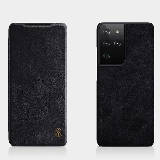 For Samsung Galaxy S21 Ultra 5G NILLKIN QIN Series Crazy Horse Texture Horizontal Flip Leather Case with Card Slot(Black) - Galaxy S21 Ultra 5G Cases by NILLKIN | Online Shopping UK | buy2fix