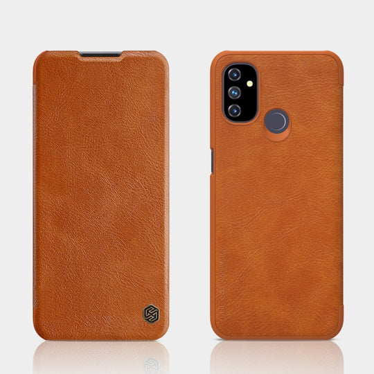 For OnePlus Nord N100 NILLKIN QIN Series Crazy Horse Texture Horizontal Flip Leather Case with Card Slot(Brown)