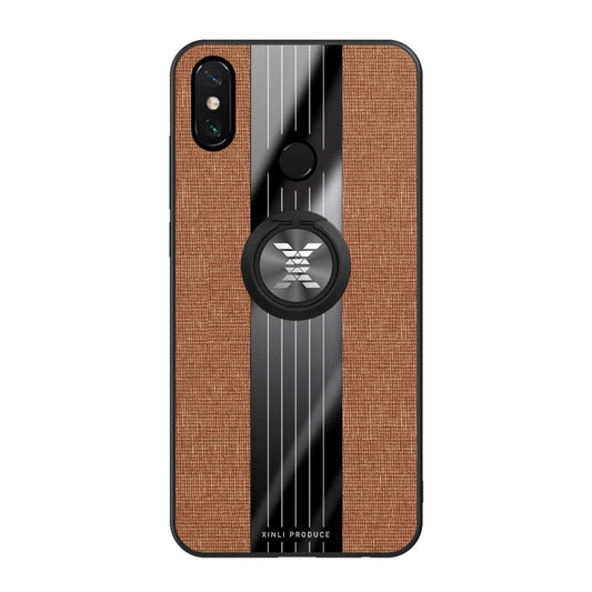 For Xiaomi Mi Max 3 XINLI Stitching Cloth Texture Shockproof TPU Protective Case with Ring Holder(Brown) - Xiaomi Cases by XINLI | Online Shopping UK | buy2fix