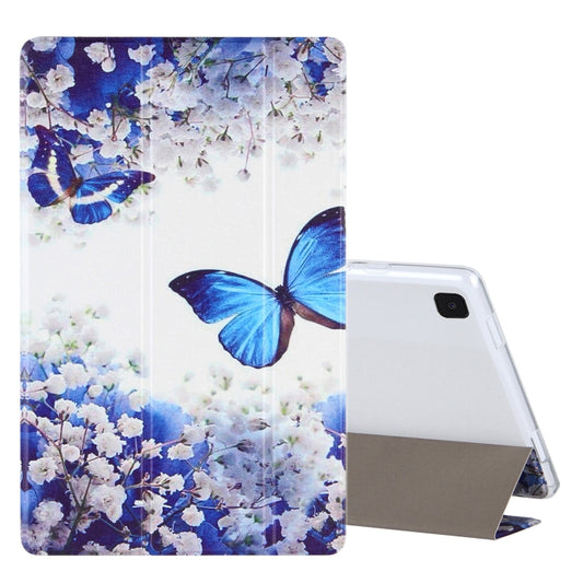 For Samsung Galaxy Tab A7 10.4 (2020) Coloured Drawing Pattern Horizontal Flip Leather Case with Three-folding Holder(Blue Butterflies) - Other Galaxy Tab PC by buy2fix | Online Shopping UK | buy2fix