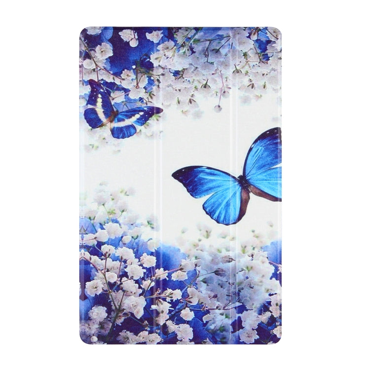 For Samsung Galaxy Tab A7 10.4 (2020) Coloured Drawing Pattern Horizontal Flip Leather Case with Three-folding Holder(Blue Butterflies) - Other Galaxy Tab PC by buy2fix | Online Shopping UK | buy2fix