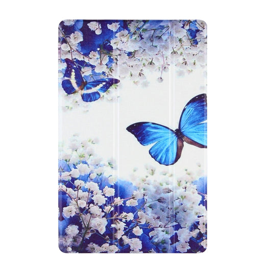 For Samsung Galaxy Tab A7 10.4 (2020) Coloured Drawing Pattern Horizontal Flip Leather Case with Three-folding Holder(Blue Butterflies) - Other Galaxy Tab PC by buy2fix | Online Shopping UK | buy2fix