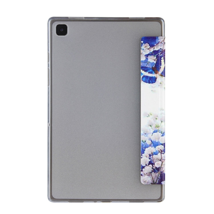 For Samsung Galaxy Tab A7 10.4 (2020) Coloured Drawing Pattern Horizontal Flip Leather Case with Three-folding Holder(Blue Butterflies) - Other Galaxy Tab PC by buy2fix | Online Shopping UK | buy2fix
