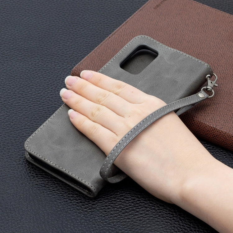 For Samsung Galaxy A02s (EU Version) Retro Lambskin Texture Pure Color Horizontal Flip PU Leather Case with Holder & Card Slots & Wallet & Lanyard(Grey) by buy2fix