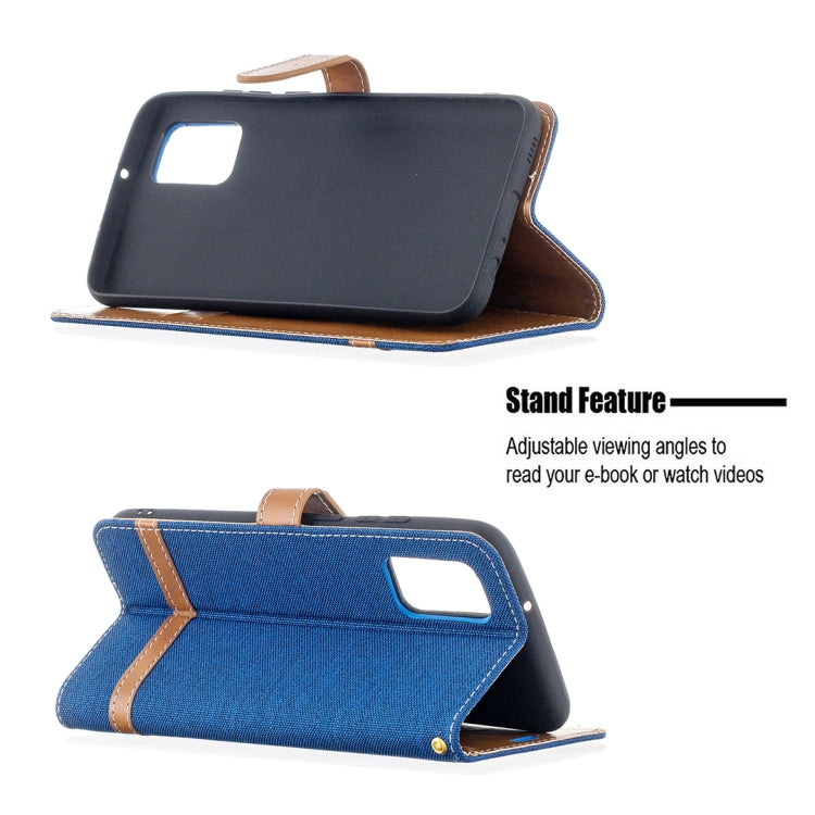 For Samsung Galaxy A02s (EU Version) Color Matching Denim Texture Horizontal Flip Leather Case with Holder & Card Slots & Wallet & Lanyard(Royal Blue) by buy2fix