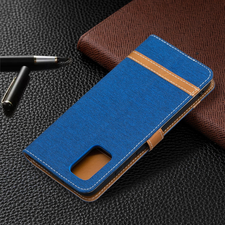For Samsung Galaxy A02s (EU Version) Color Matching Denim Texture Horizontal Flip Leather Case with Holder & Card Slots & Wallet & Lanyard(Royal Blue) by buy2fix