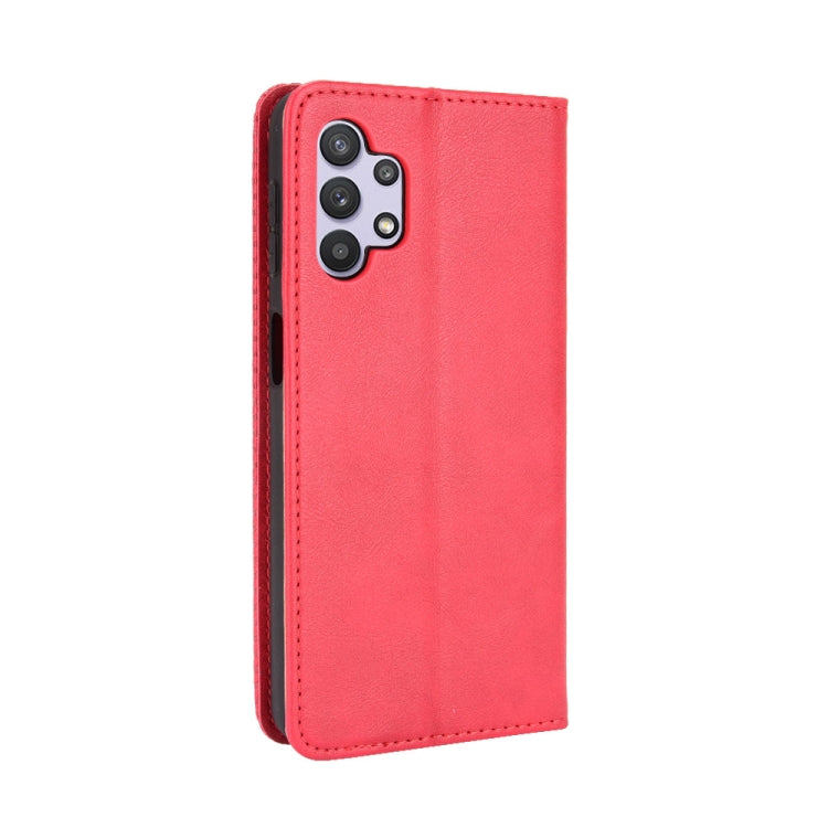 For Samsung Galaxy A32 5G Magnetic Buckle Retro Crazy Horse Texture Horizontal Flip Leather Case with Holder & Card Slots & Photo Frame(Red) by buy2fix
