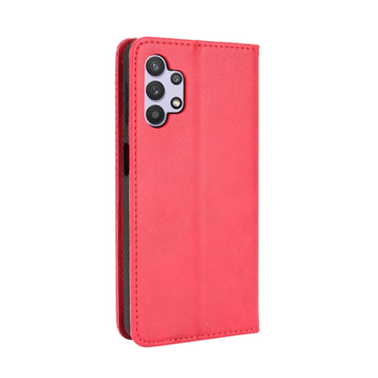 For Samsung Galaxy A32 5G Magnetic Buckle Retro Crazy Horse Texture Horizontal Flip Leather Case with Holder & Card Slots & Photo Frame(Red) by buy2fix