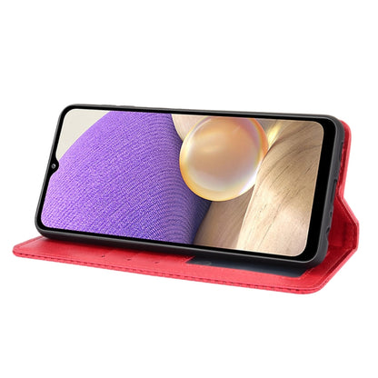 For Samsung Galaxy A32 5G Magnetic Buckle Retro Crazy Horse Texture Horizontal Flip Leather Case with Holder & Card Slots & Photo Frame(Red) by buy2fix