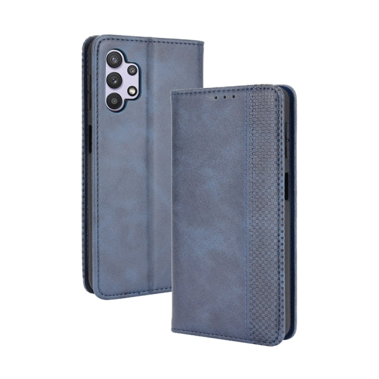 For Samsung Galaxy A32 5G Magnetic Buckle Retro Crazy Horse Texture Horizontal Flip Leather Case with Holder & Card Slots & Photo Frame(Blue) by buy2fix