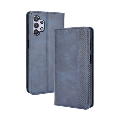 For Samsung Galaxy A32 5G Magnetic Buckle Retro Crazy Horse Texture Horizontal Flip Leather Case with Holder & Card Slots & Photo Frame(Blue) by buy2fix