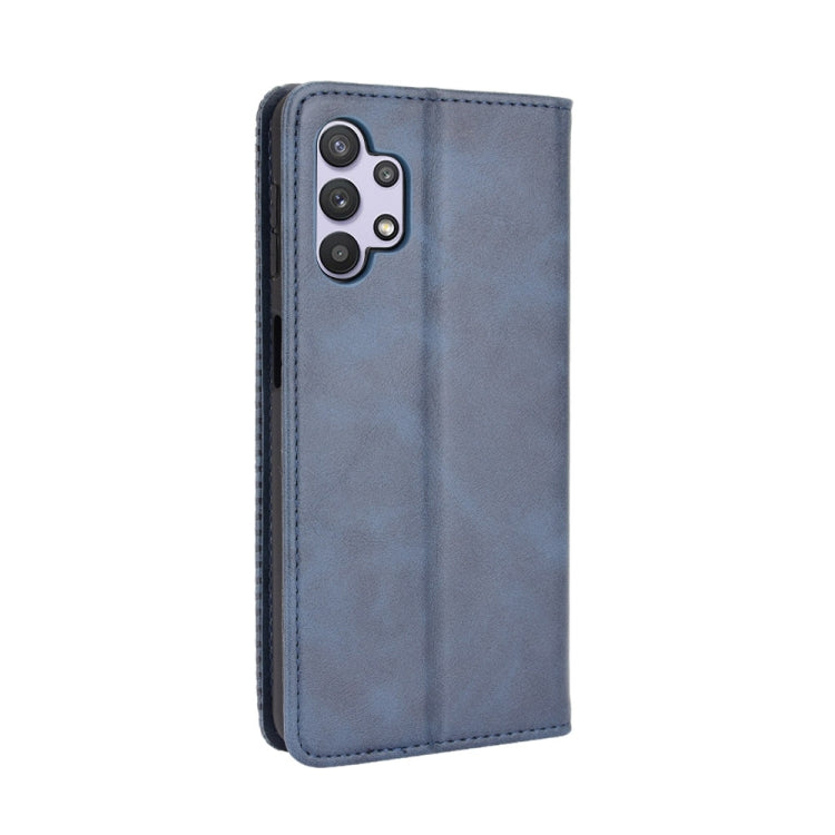 For Samsung Galaxy A32 5G Magnetic Buckle Retro Crazy Horse Texture Horizontal Flip Leather Case with Holder & Card Slots & Photo Frame(Blue) by buy2fix