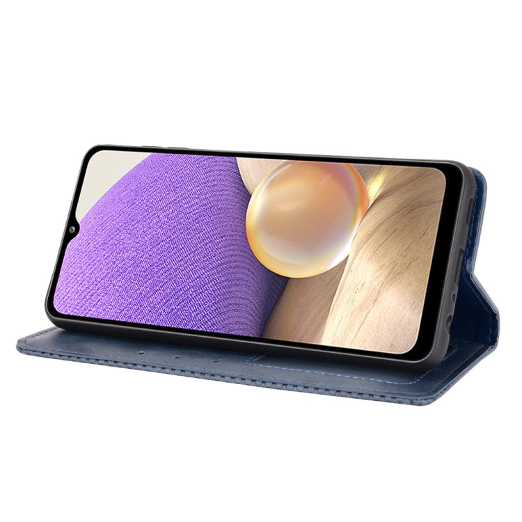 For Samsung Galaxy A32 5G Magnetic Buckle Retro Crazy Horse Texture Horizontal Flip Leather Case with Holder & Card Slots & Photo Frame(Blue) by buy2fix