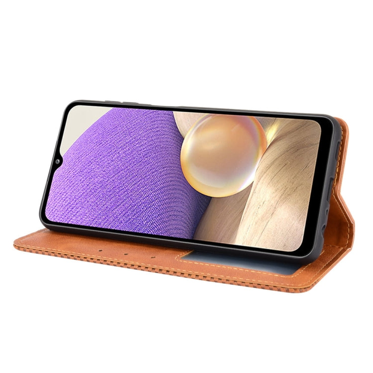 For Samsung Galaxy A32 5G Magnetic Buckle Retro Crazy Horse Texture Horizontal Flip Leather Case with Holder & Card Slots & Photo Frame(Brown) by buy2fix